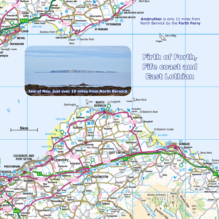 Firth of Forth, Fife coast and East Lothian map
