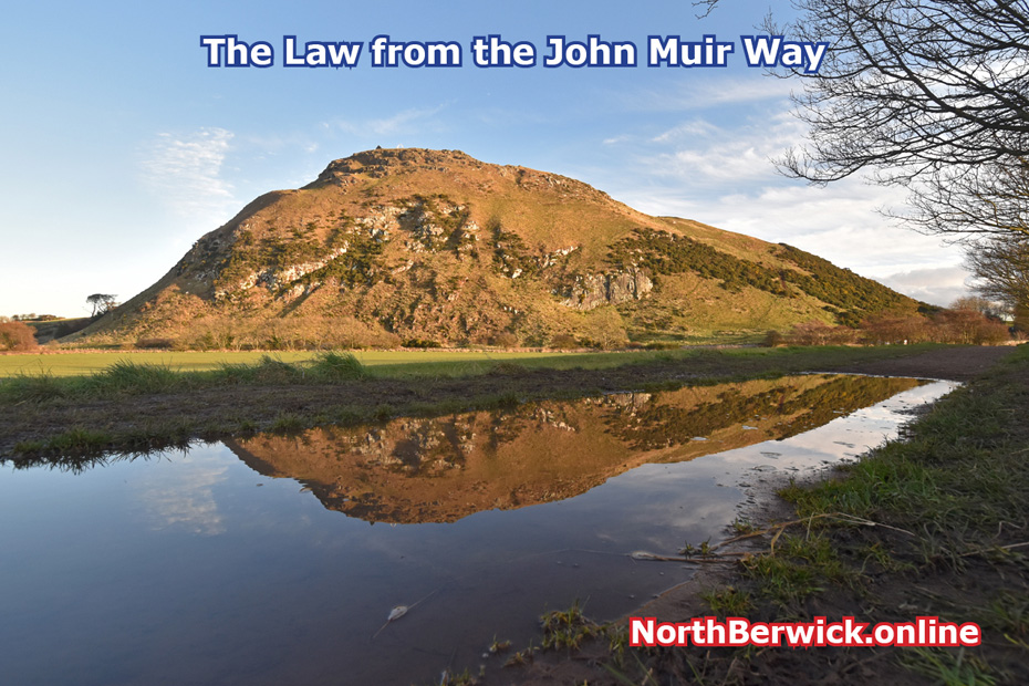 North Berwick Law from John Muir Way (flooded path)