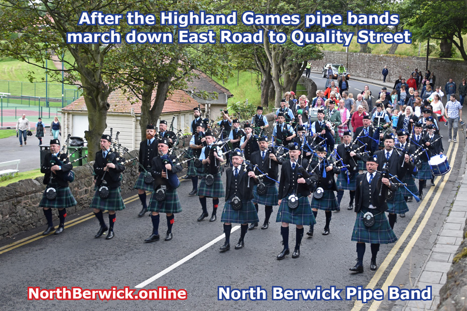 North Berwick Pipe Band parade from the August Highland Games